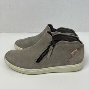 ECCO Soft 7 Nubuck Zip Bootie Ankle Sneakers Soft Leather Comfort Shoes Grey